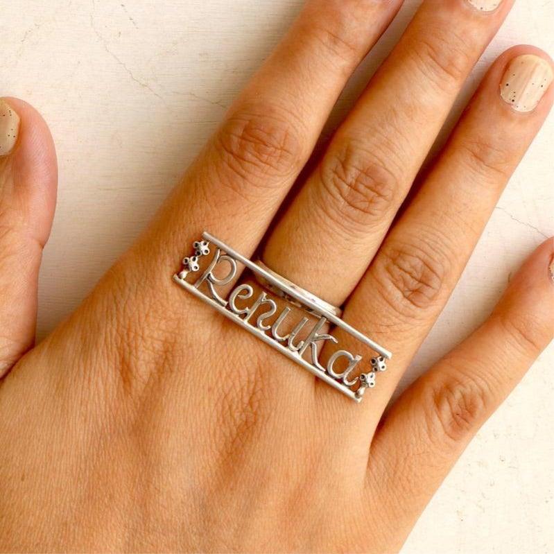 American Diamond Adjustable Initial Letter Name Alphabet ( A ) AD Finger  Ring For Women Girls Stylish Ring